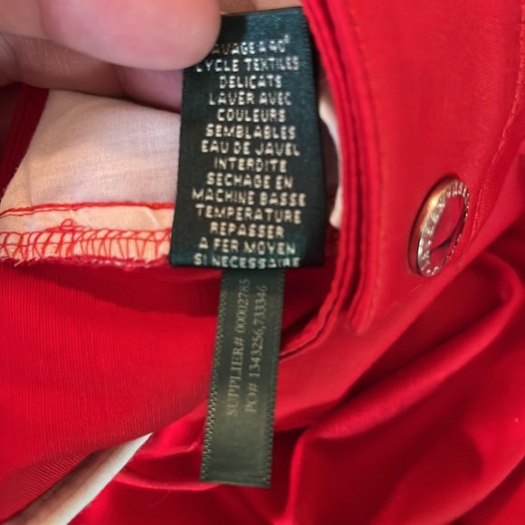 RALPH LAUREN Size 8 Stretchy Cotton Blend Vivid Red Pants Cozy Valentine $119NEW - Picture 9 of 16
